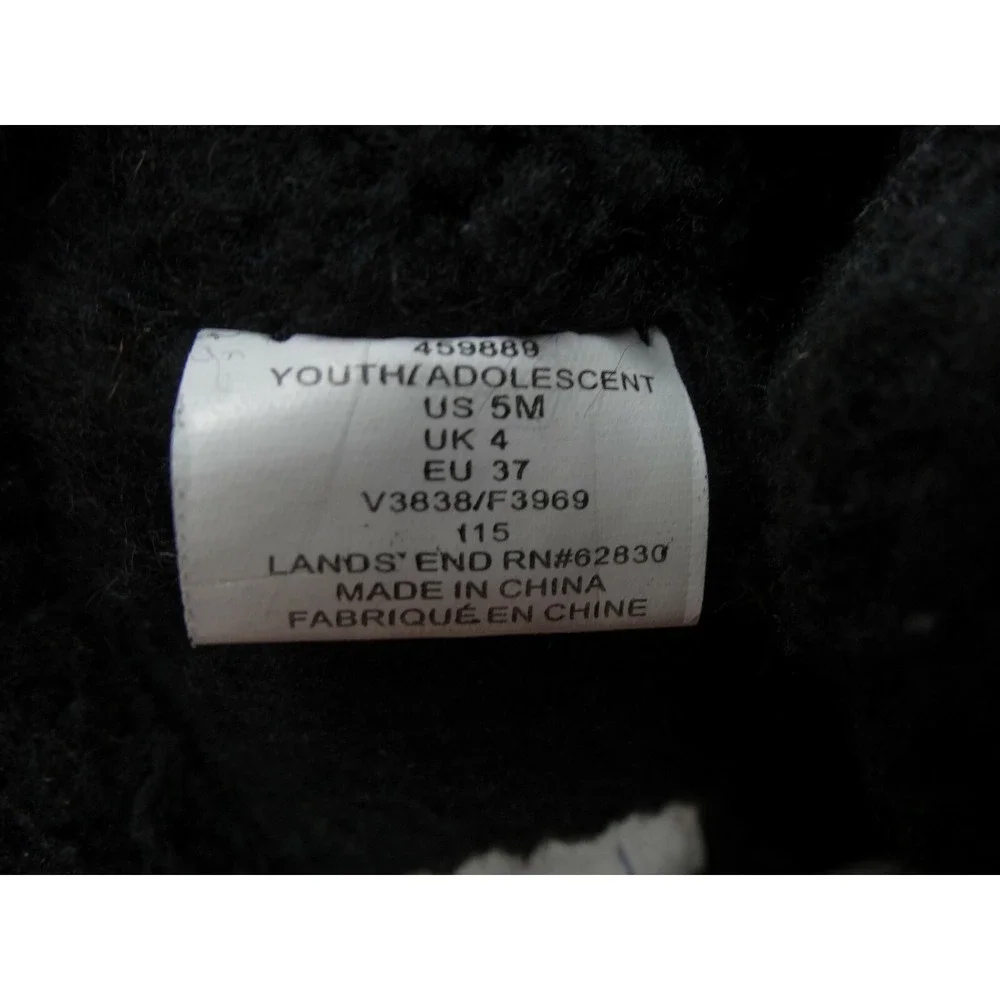 Lands End Youth Expedition Black Suede Snow Winter Boots Youth Size 5